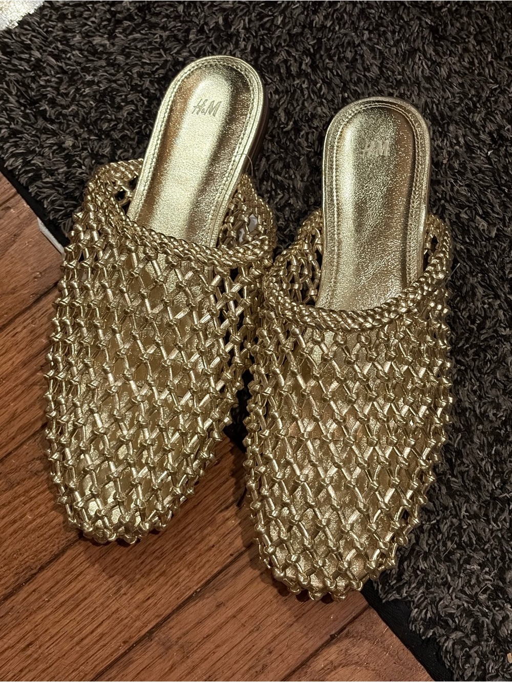 H&M Gold Metallic Braided Mules Size 8 NWT - Picture 4 of 8